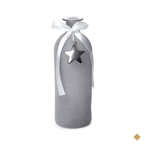 Castiçal De Vidro Decoração Natal 20Cm Cinza