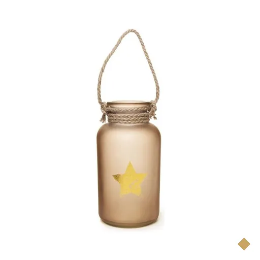 Castiçal De Vidro Decoração Natal 20Cm Marrom