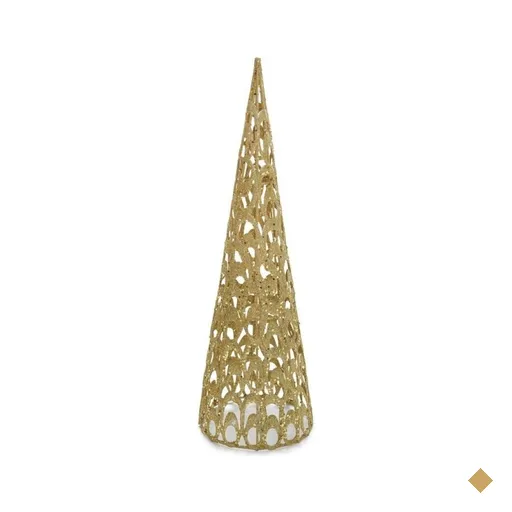 Arvore Cone Árvore de Mesa Natal Metal 40cm Dourado