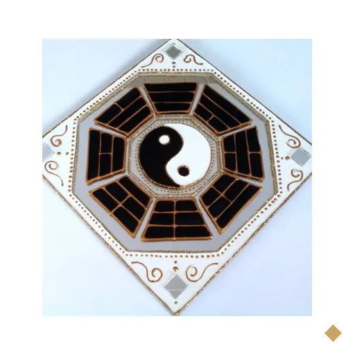 Baguá Yin Yang em espelho de 15x15cm