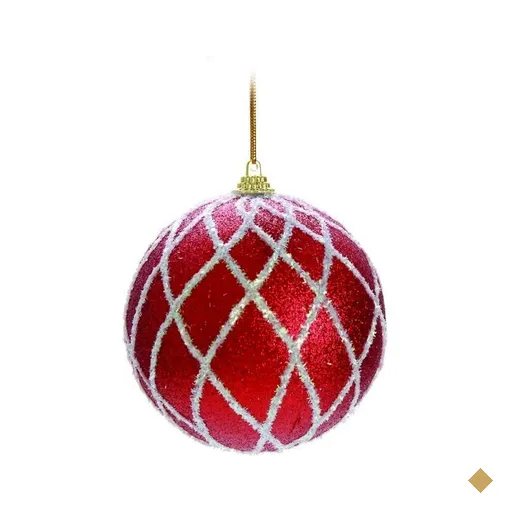 Bola de Natal Árvore Natal Glitter 4 pçs 10Cm Vermelho