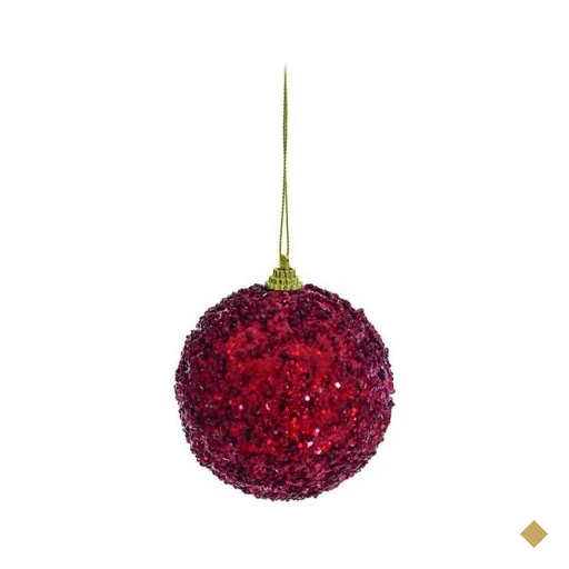 Bola de Natal Árvore Natal Glitter 6 pçs 8Cm Vermelho