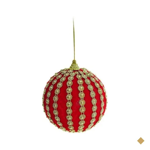 Bola de Natal Árvore Natal Listras 6 pçs 10Cm Vermelho
