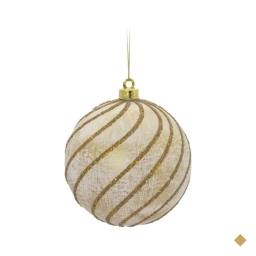 Bola de Natal Listrada Árvore Natal 6 pçs 8Cm Dourado