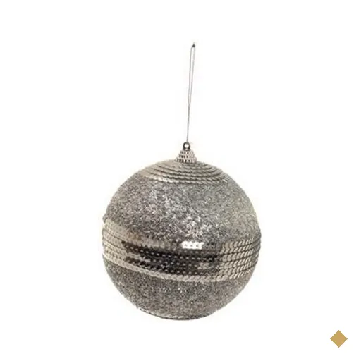 Bola de Natal para Árvore Natal C/Lantejoula 15cm Prata