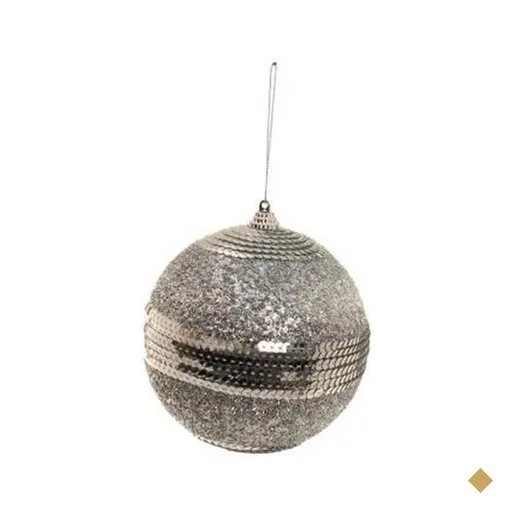 Bola de Natal para Árvore Natal C/Lantejoula 20cm Prata
