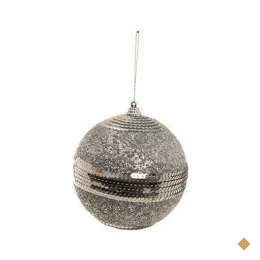 Bola de Natal para Árvore Natal com Lantejoula 25cm Prata
