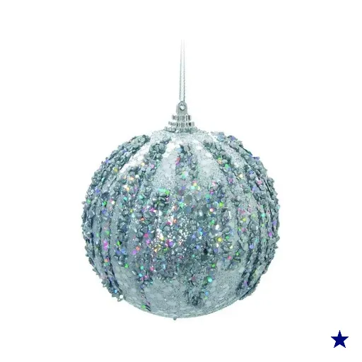 Bola de Natal para Árvore Natal Gliter 6 Peças 10cm Prata