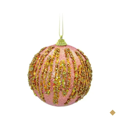 Bola de Natal para Árvore Natal Gliter 6 Peças 10cm Rosê