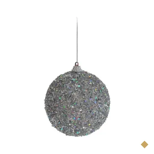 Bola de Natal para Árvore Natal Glitter 6 Peças 8cm Prata