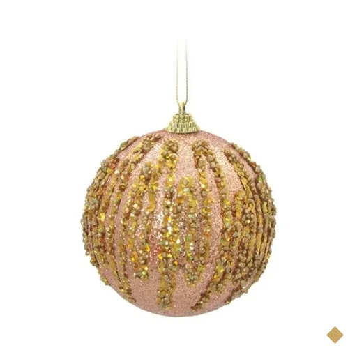 Bola de Natal para Pendurar Árvore Natal Gliter 6 Peças 8cm Rosê