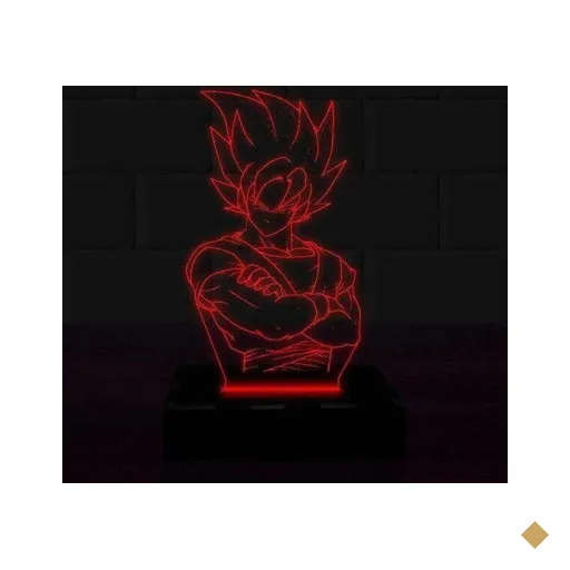 Luminária Led 3D Goku Dragon Ball 1 - Vermelho