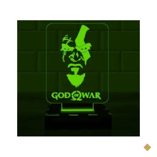 Luminária Led 3D God Of War Kratos Abajur - Verde