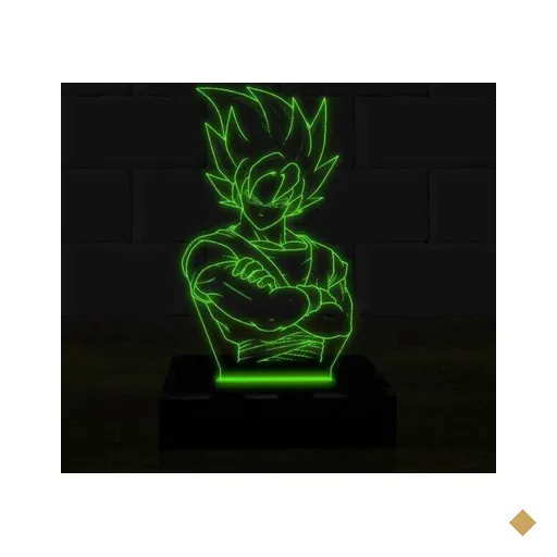 Luminária Led 3D Goku Dragon Ball 1 - Verde