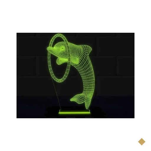 Luminária Led 3D Golfinho Abajur 2 - Verde