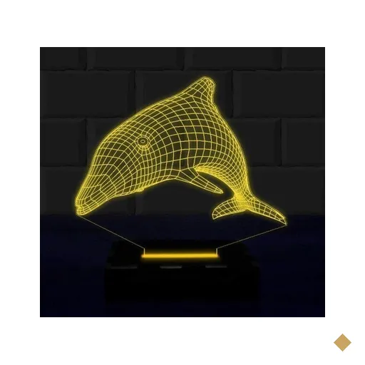 Luminária Led 3D Golfinho Abajur 1 - Amarelo