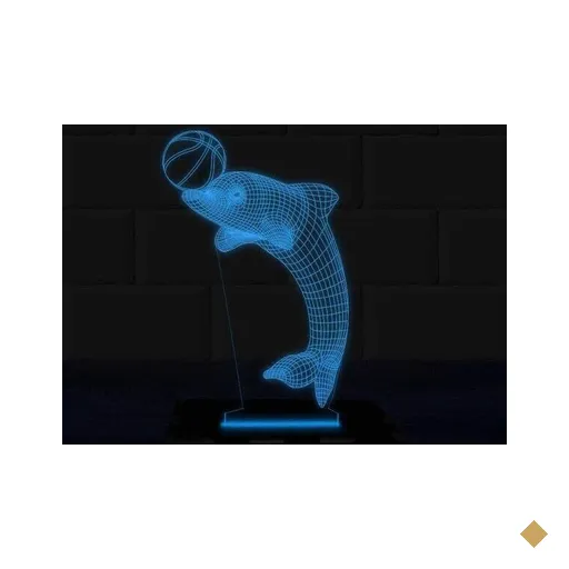 Luminária Led 3D Golfinho Abajur 3 - Azul