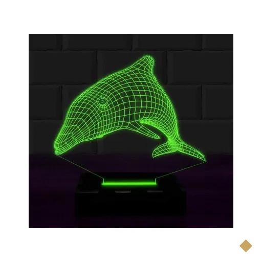 Luminária Led 3D Golfinho Abajur 1 - Verde