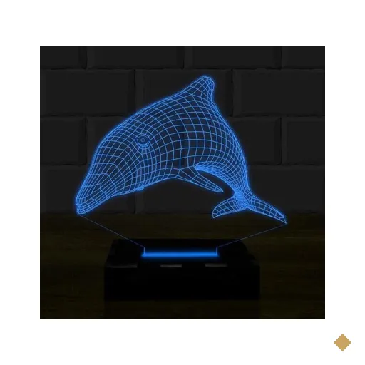 Luminária Led 3D Golfinho Abajur 1 - Azul