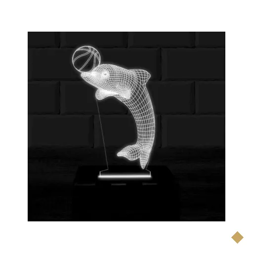 Luminária Led 3D Golfinho Abajur 3 - Branco