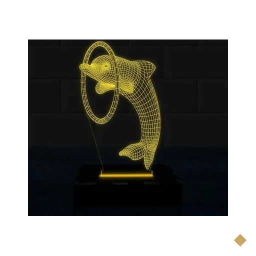 Luminária Led 3D Golfinho Abajur 2 - Amarelo