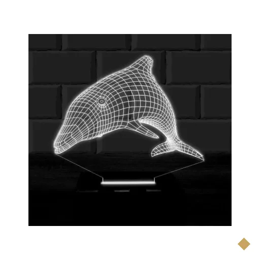 Luminária Led 3D Golfinho Abajur 1 - Branco