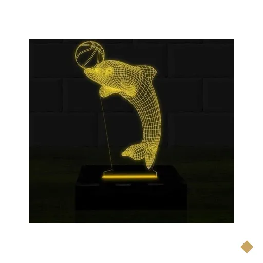 Luminária Led 3D Golfinho Abajur 3 - Amarelo
