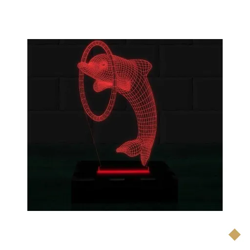 Luminária Led 3D Golfinho Abajur 2 - Vermelho