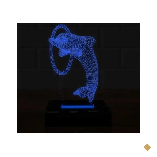 Luminária Led 3D Golfinho Abajur 2 - Azul