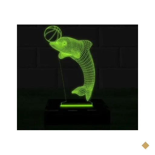 Luminária Led 3D Golfinho Abajur 3 - Verde
