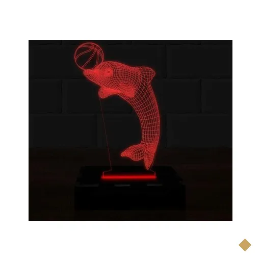 Luminária Led 3D Golfinho Abajur 3 - Vermelho