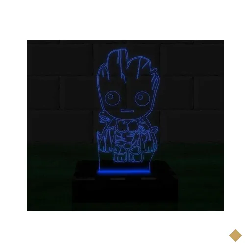 Luminária Led 3D Groot Herói Abajur 1 - Azul