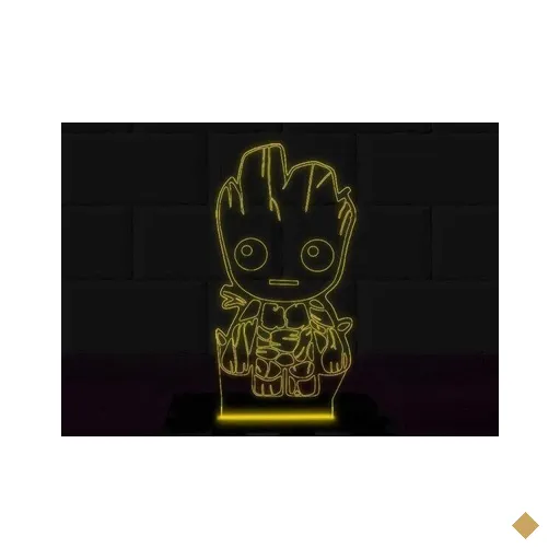 Luminária Led 3D Groot Herói Abajur 1 - Amarelo