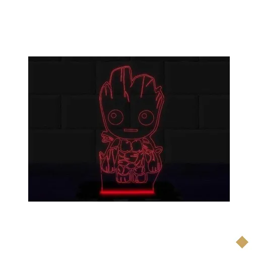 Luminária Led 3D Groot Herói Abajur 1 - Vermelho