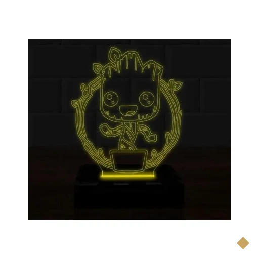Luminária Led 3D Groot Heroi Abajur 16 Cores e Controle 2