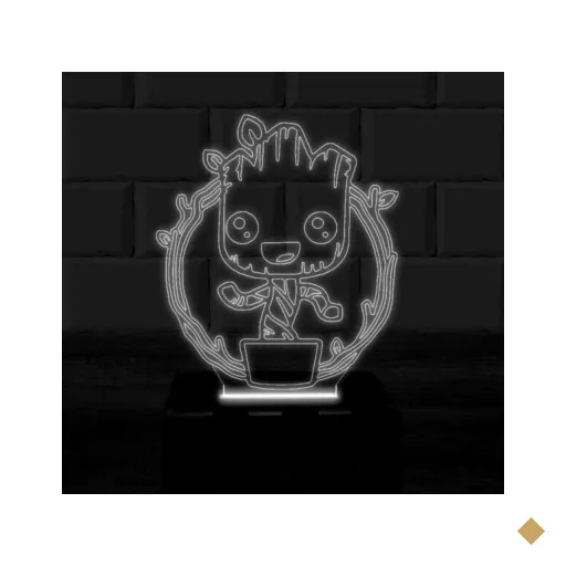 Luminária Led 3D Groot Herói Abajur 2 - Branco