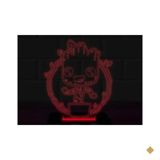 Luminária Led 3D Groot Herói Abajur 2 - Vermelho