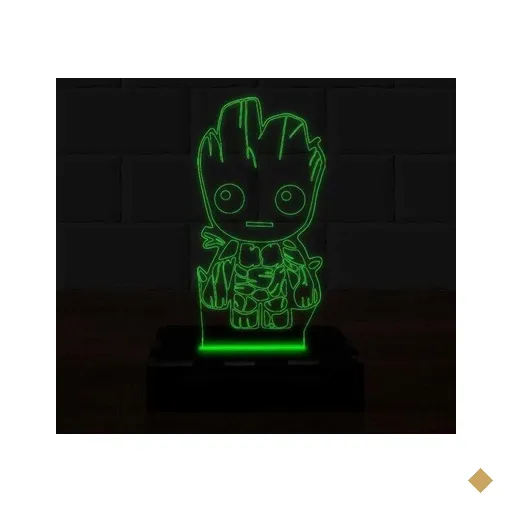 Luminária Led 3D Groot Herói Abajur 1 - Verde