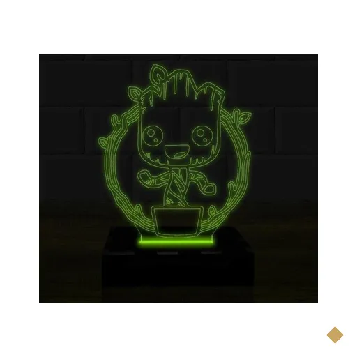 Luminária Led 3D Groot Herói Abajur 2 - Verde