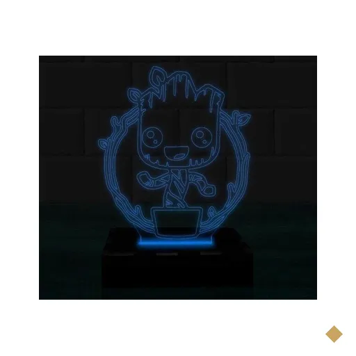 Luminária Led 3D Groot Herói Abajur 2 - Azul