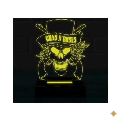 Luminária Led 3D Guns N Roses 1 - Amarelo