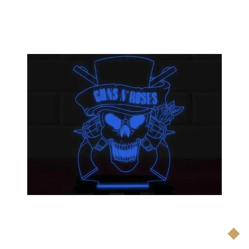 Luminária Led 3D Guns N Roses 1 - Azul