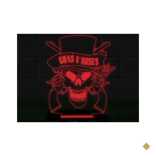 Luminária Led 3D Guns N Roses 1 - Vermelho