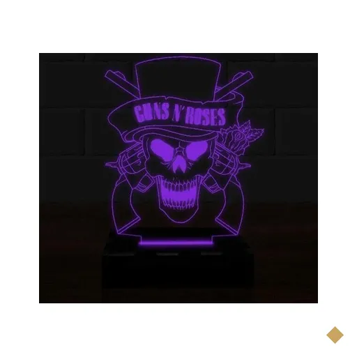 Luminária Led 3D Guns N Roses 16 Cores e Controle 1