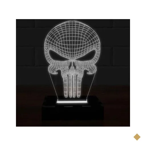 Luminária Led 3D Justiceiro Heroi 16 Cores e Controle