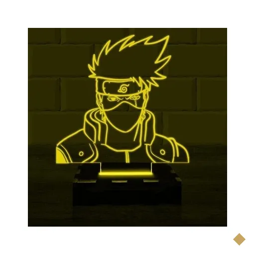 Luminária Led 3D Kakashi Naruto Abajur - Amarelo