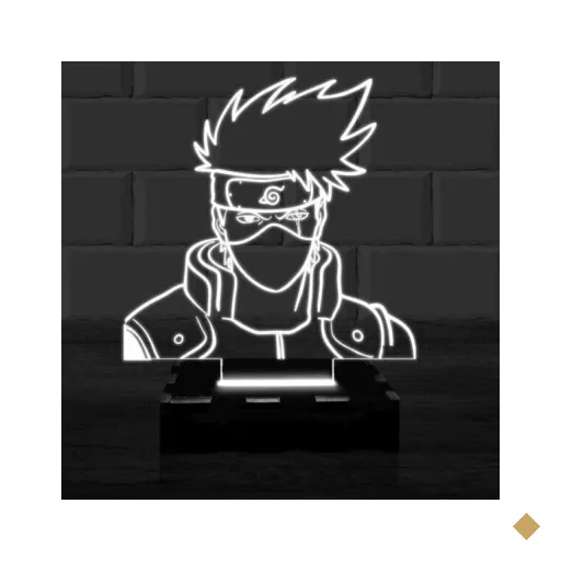 Luminária Led 3D Kakashi Naruto Abajur - Branco