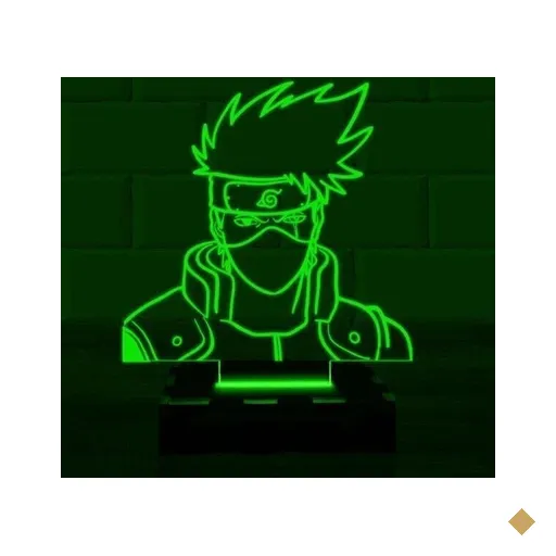 Luminária Led 3D Kakashi Naruto Abajur - Verde