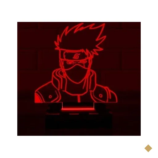 Luminária Led 3D Kakashi Naruto Abajur - Vermelho