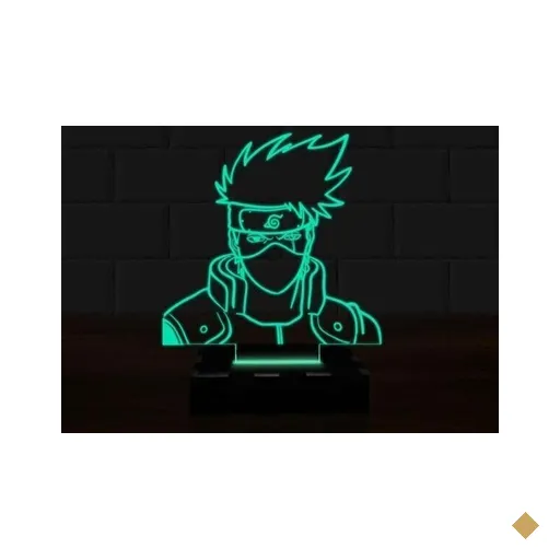 Luminária Led 3D Kakashi Naruto Abajur 16 Cores e Controle